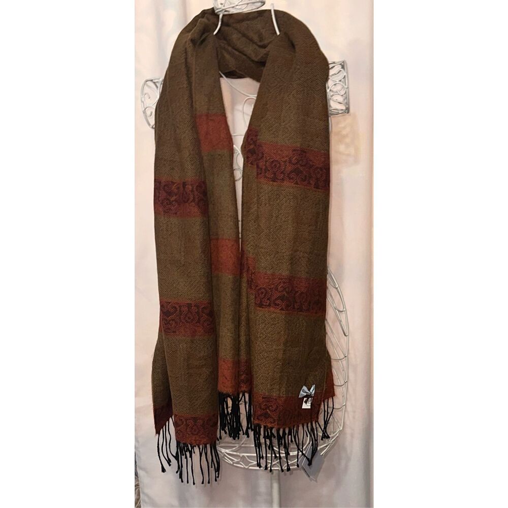 NEW WITH TAGS Vintage Aurora Paci -Italian Ruana Scarf Shawl Pashmina Wrap Long,